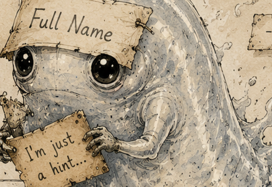 Close-up field notes illustration of Ghostus Labelus, the placeholder specimen.
